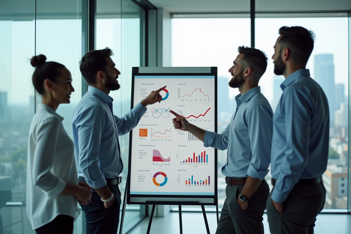 Equipe marketing discutant autour d