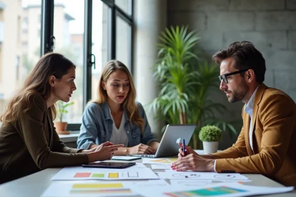 Groupe de professionnels créatifs en réunion de travail