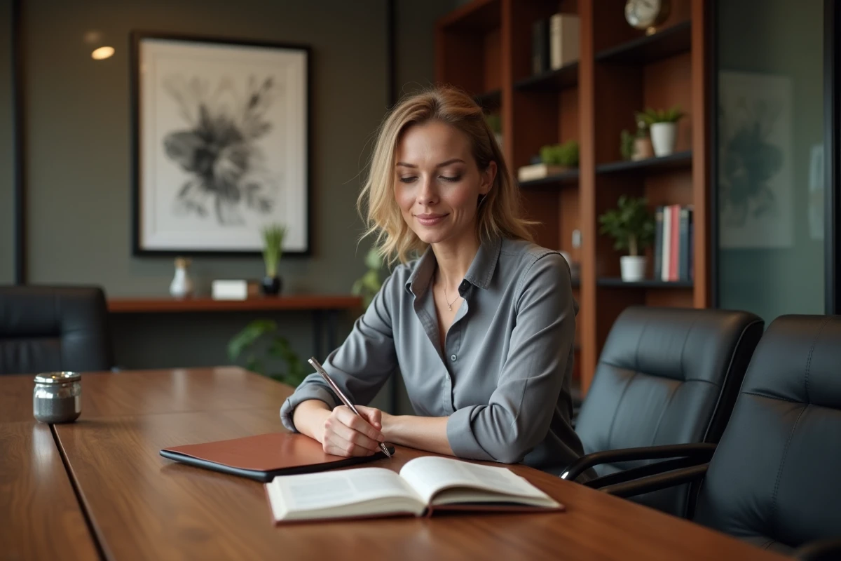 Femme en réunion dans une salle de conférence