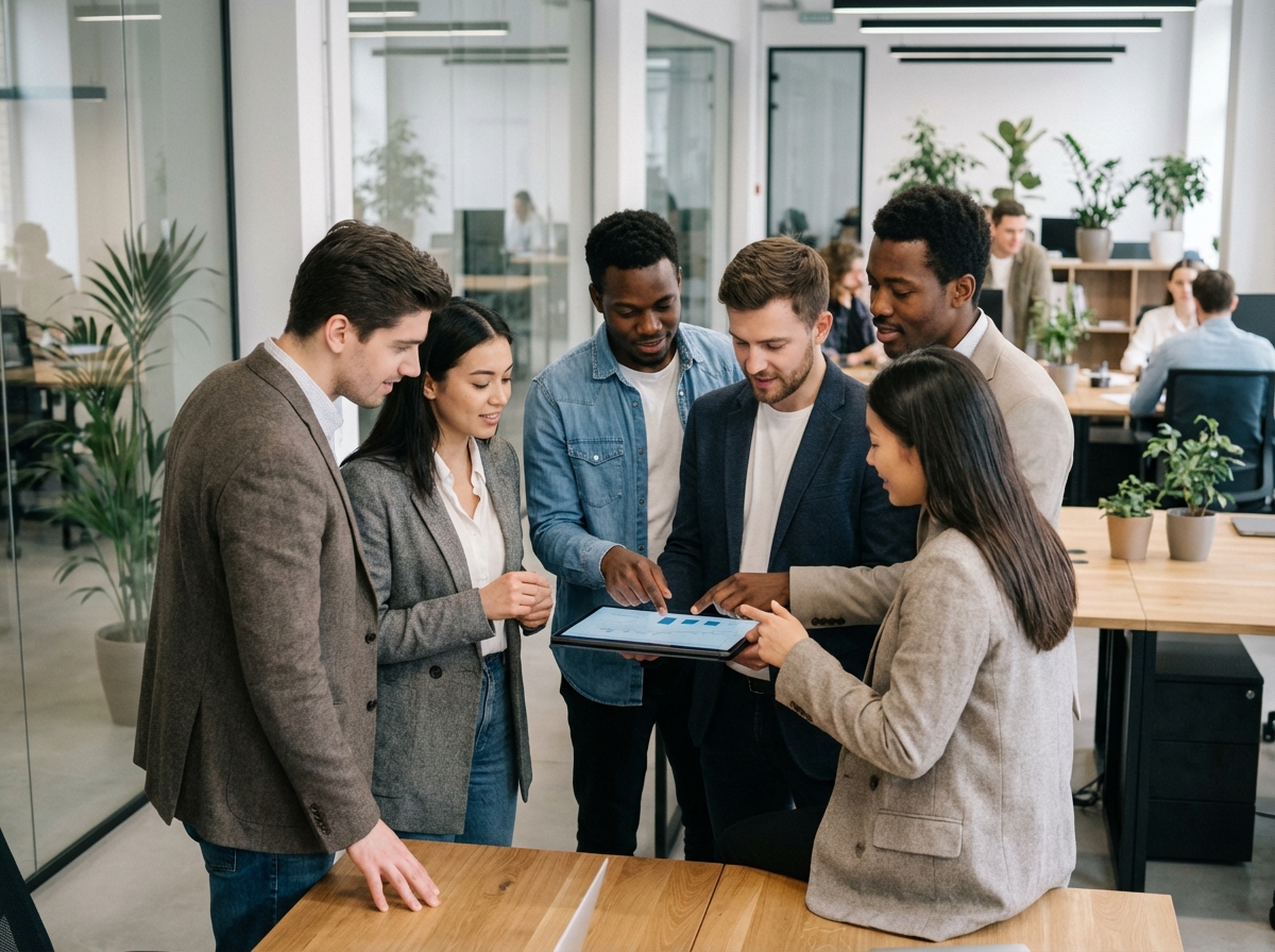 Groupe de jeunes professionnels en réunion de travail