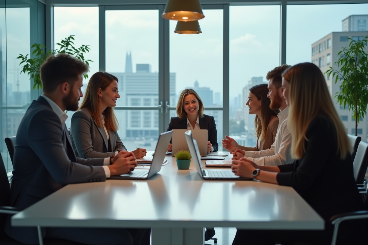 Groupe de professionnels en réunion d'affaires