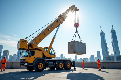 Grue de chantier moderne en action sur un site de construction