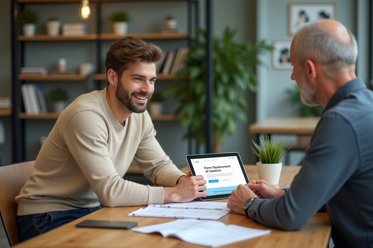 Jeune homme consulte un conseiller dans un espace de coworking