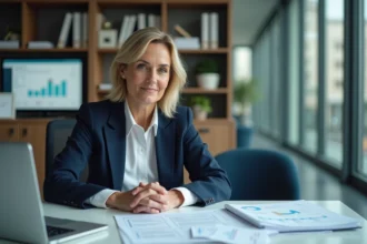 Professionnelle RH analysant des documents de conformité légale en formation dans un bureau moderne