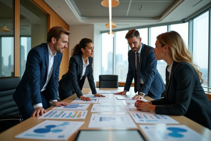 Groupe de professionnels en réunion sur la durabilite