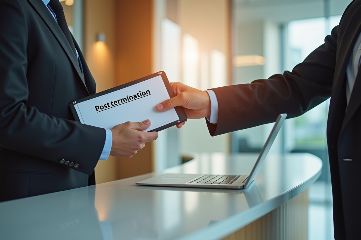 Personne remettant une clé et un dossier de transition
