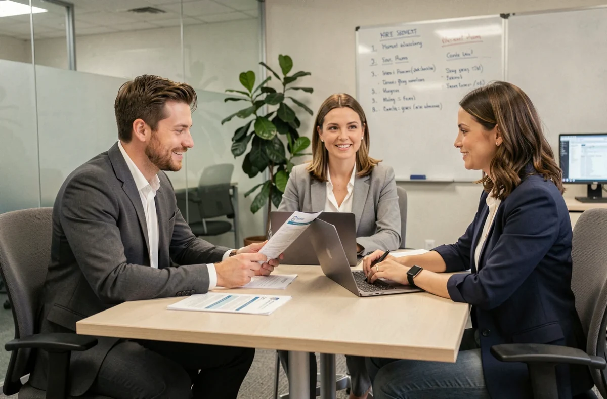 Réunion RH entre intérimaires et responsable pour présentation des droits CSE Arval